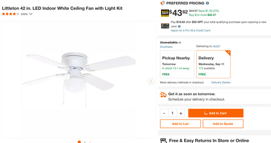 Littleton 42 in. LED Indoor White Ceiling Fan with Light Kit